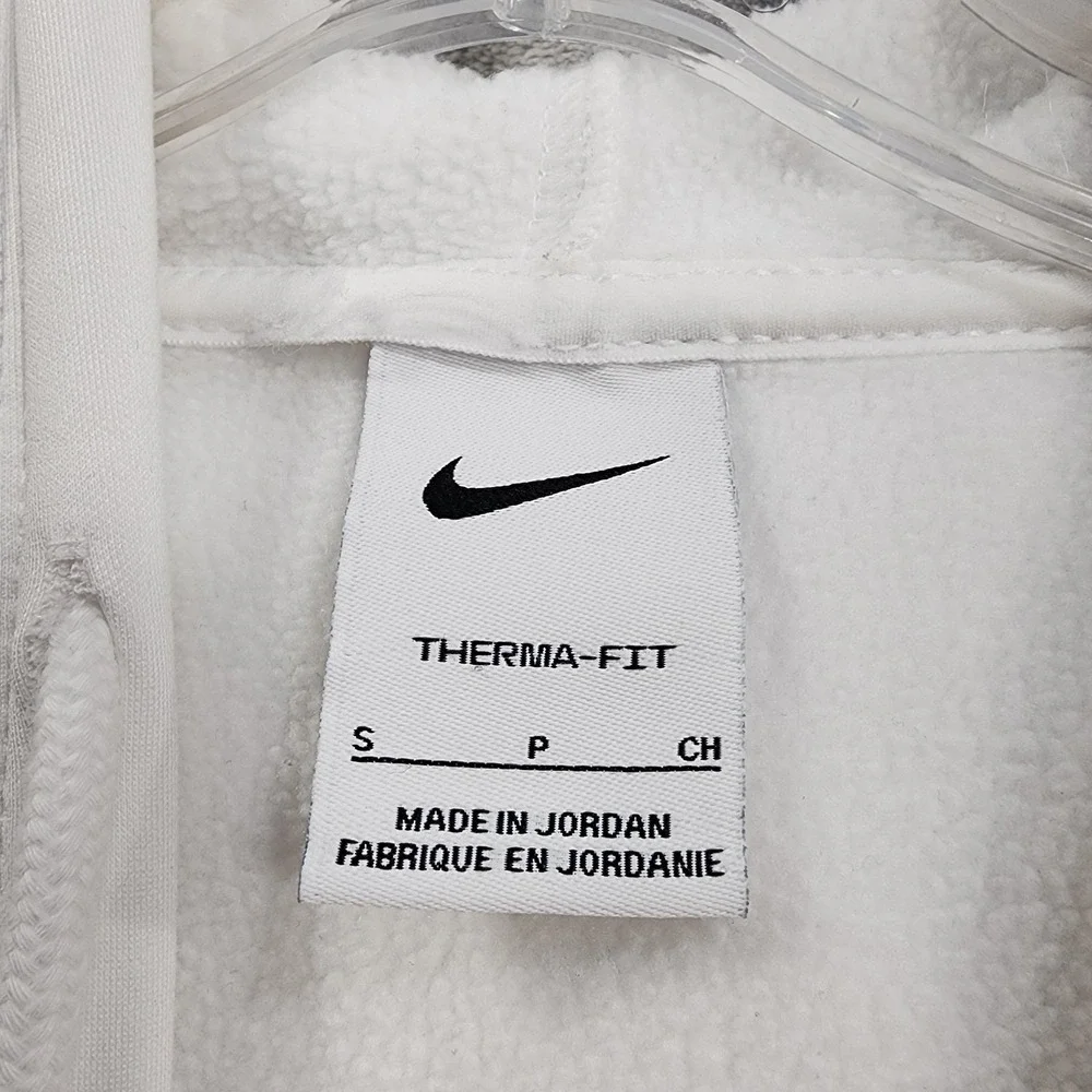 Nike Therma-FIT Hoodie Womens S White Fleece Pullover Training Sweatshirt Logo